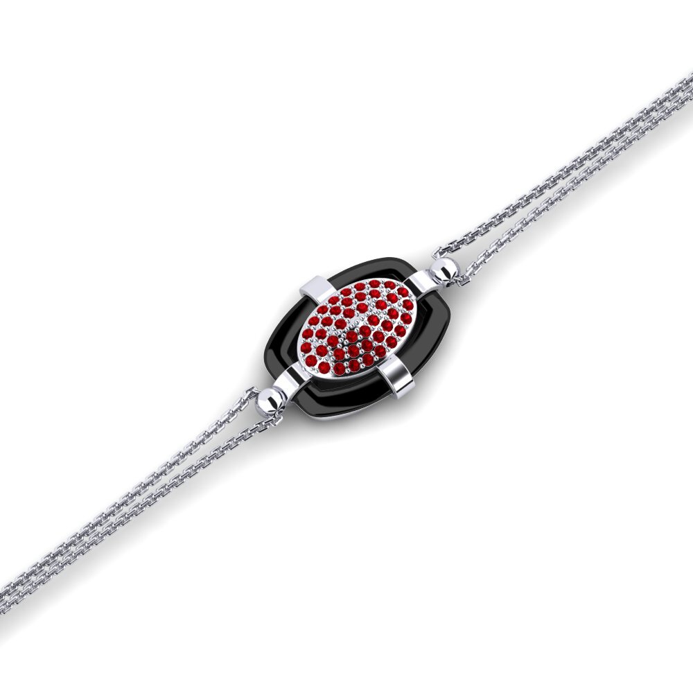950 Palladium Red Zirconia Women's Bracelet Gentner