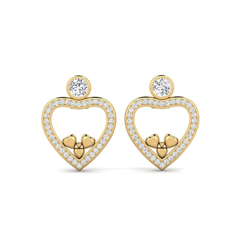 Boucles D'oreilles Femme En Or Trendy Rondes — Pierres Cz, Acier Inoxydable, Neuf Avec étiquettes