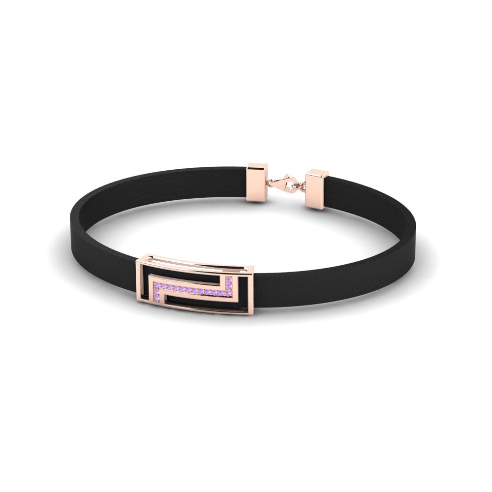 9ct Rose Gold Amethyst Men's Bracelet Geodude