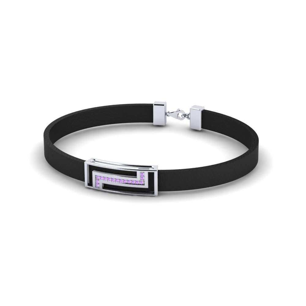 9ct White Gold Amethyst Men's Bracelet Geodude