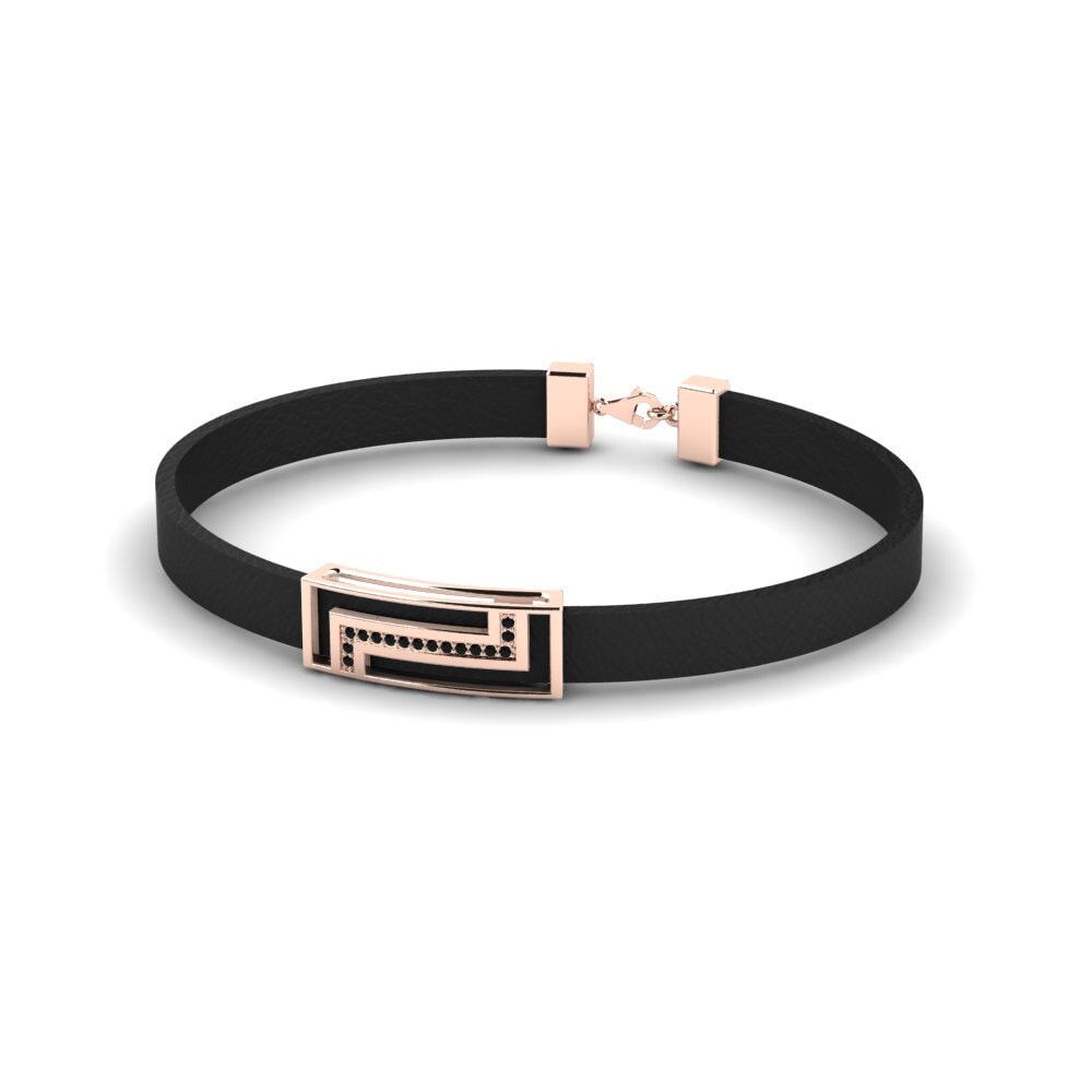 9ct Rose Gold Black Diamond Men's Bracelet Geodude