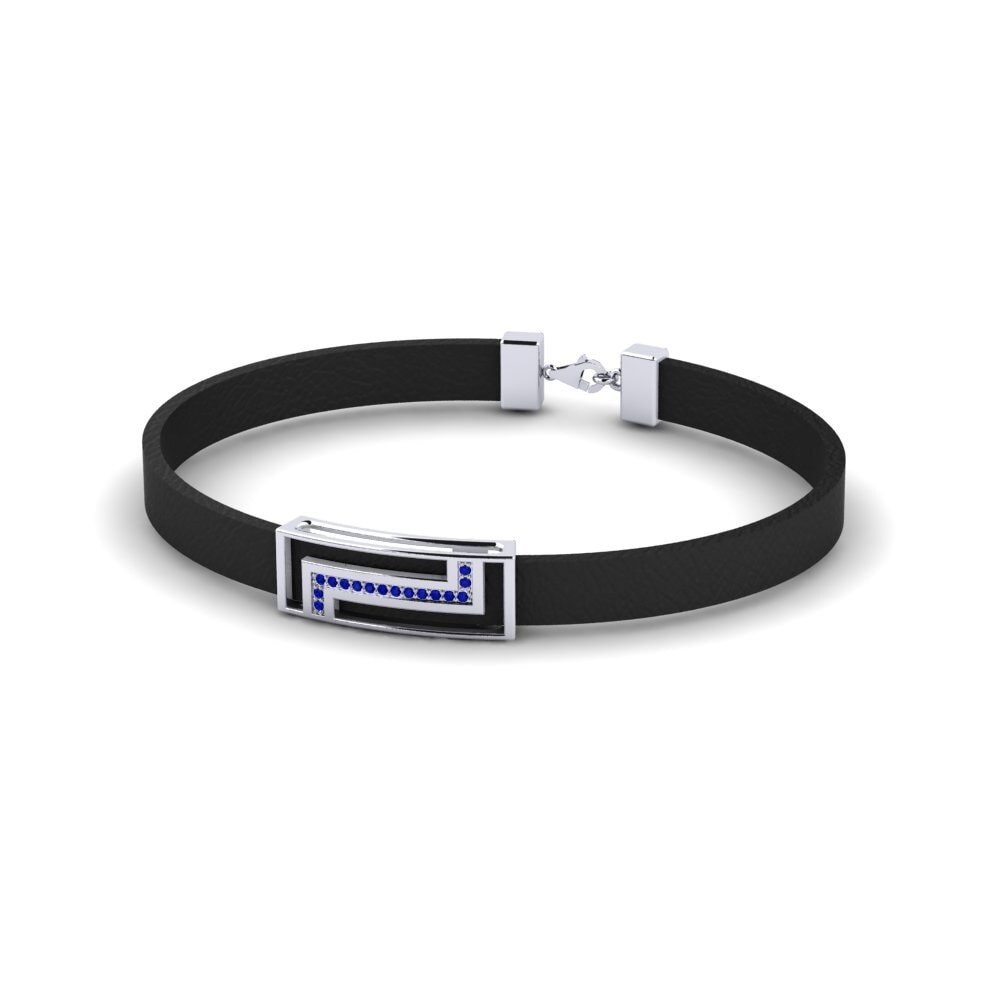 White Silver Sapphire Men's Bracelet Geodude