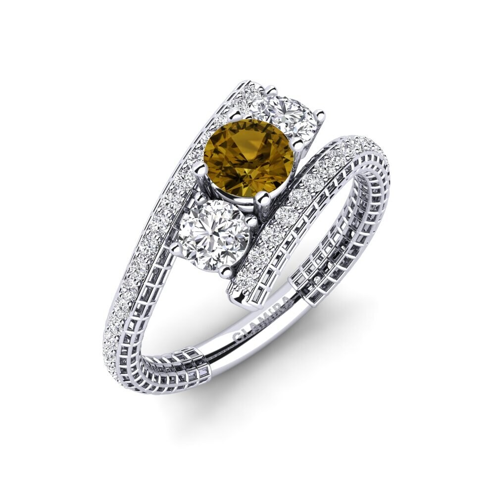 White Silver Brown Zircon Engagement Ring Georgiann