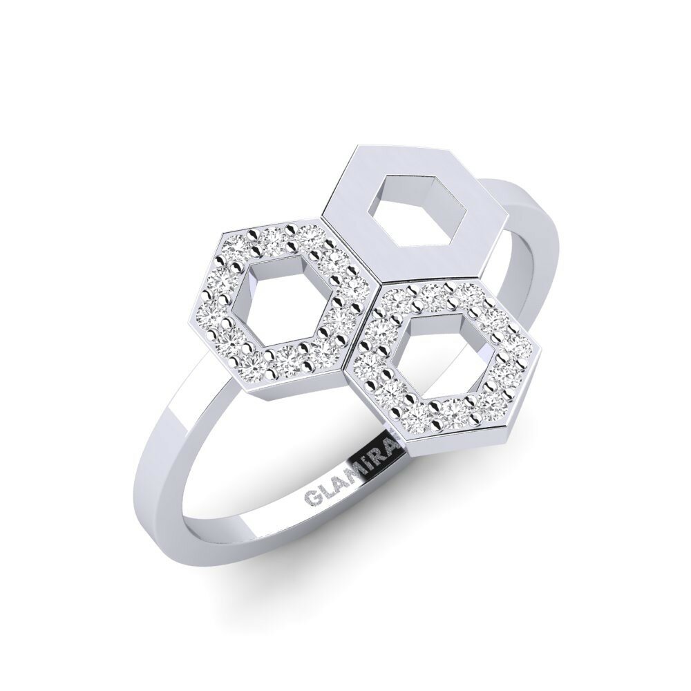 14k Oro Blanco Anillo Geraniumas Mother