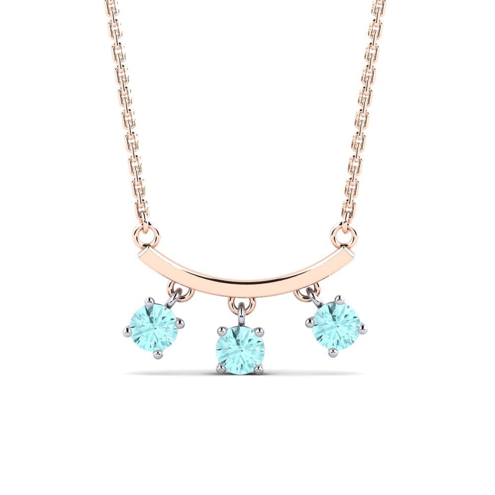 18k Oro Rosa & Blanco Aguamarina Collar de Mujer Gereon