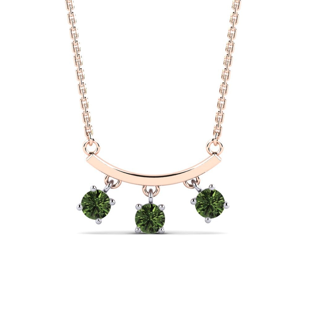18k Oro Rosa & Blanco Zafiro Verde Collar de Mujer Gereon