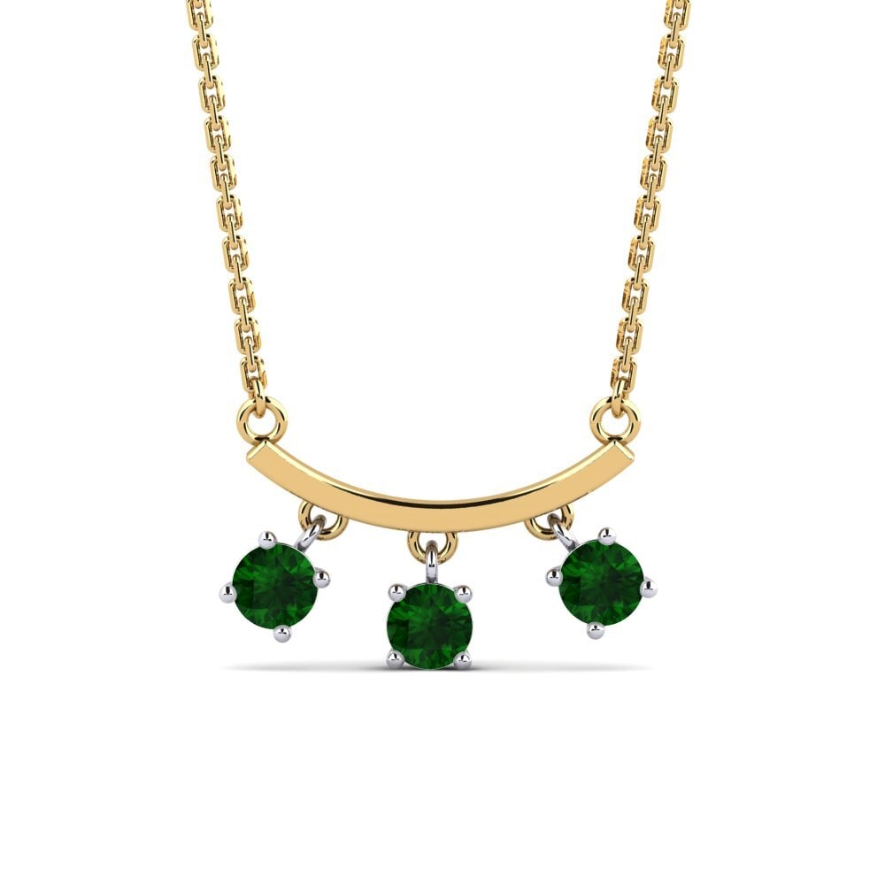 14k Oro Amarillo & Blanco Turmalina verde Collar de Mujer Gereon