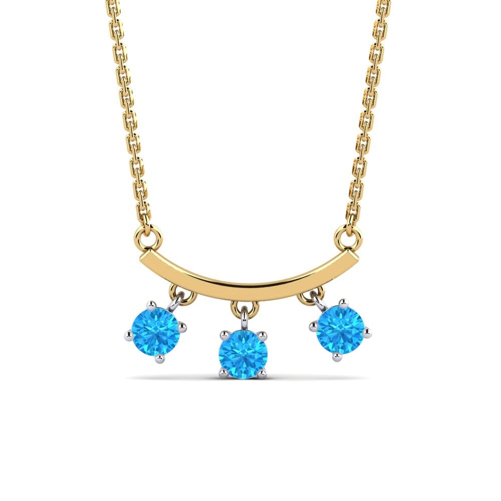 14k Oro Amarillo & Blanco Topacio azul Collar de Mujer Gereon