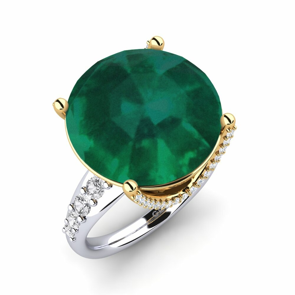 14k Oro Blanco & Amarillo Anillo Gerlindis