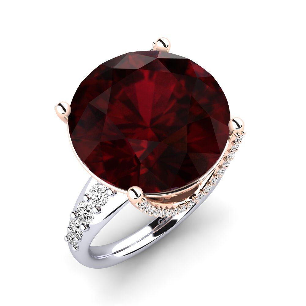 18k Oro Blanco & Rosa Granate Anillo Gerlindis