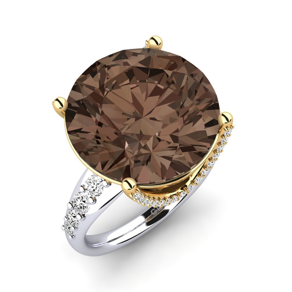 18ct White / Yellow Gold Smoky Quartz Ring Gerlindis