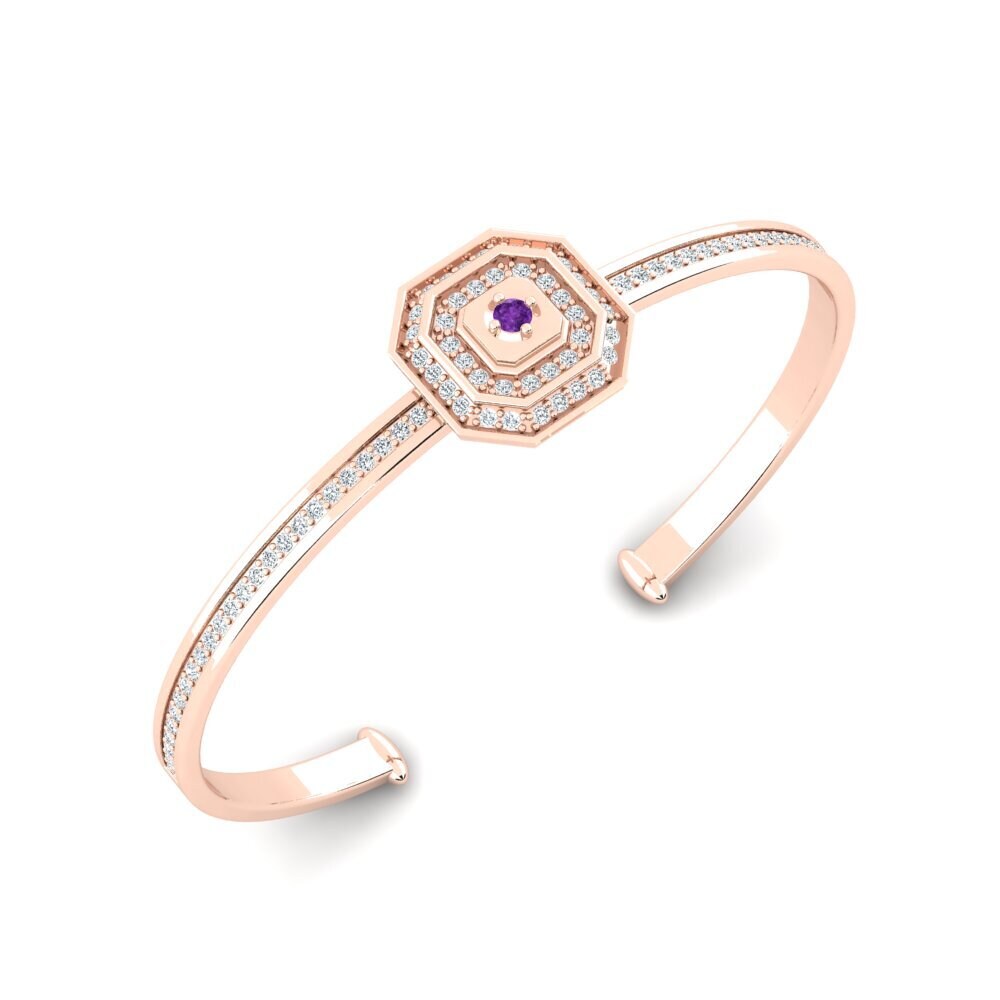 14ct Rose Gold Amethyst Men's Bracelet Gerstein