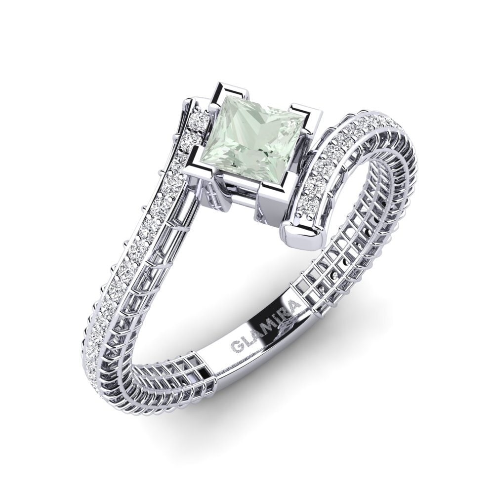 Green Amethyst Engagement Ring Gertrude