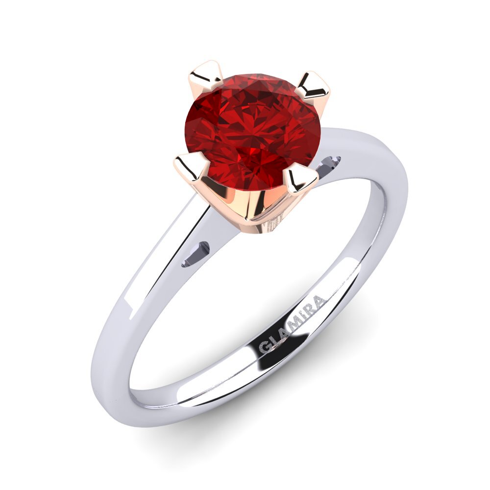 18ct White & Rose Gold Ruby (Lab Created) Engagement Ring Gervasia 1.0 crt