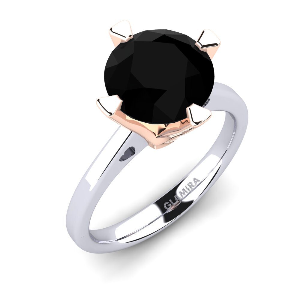 9ct White & Rose Gold Black Onyx Engagement Ring Gervasia 3.0 crt