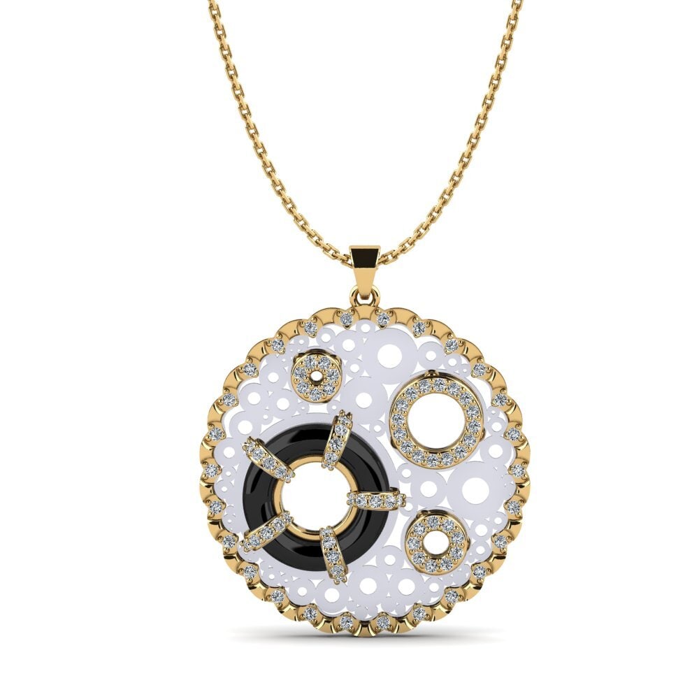 14ct White & Yellow Gold Zirconia Women's Pendant Geula