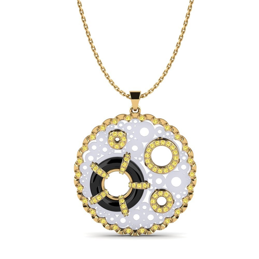 14ct White & Yellow Gold Yellow Sapphire Women's Pendant Geula
