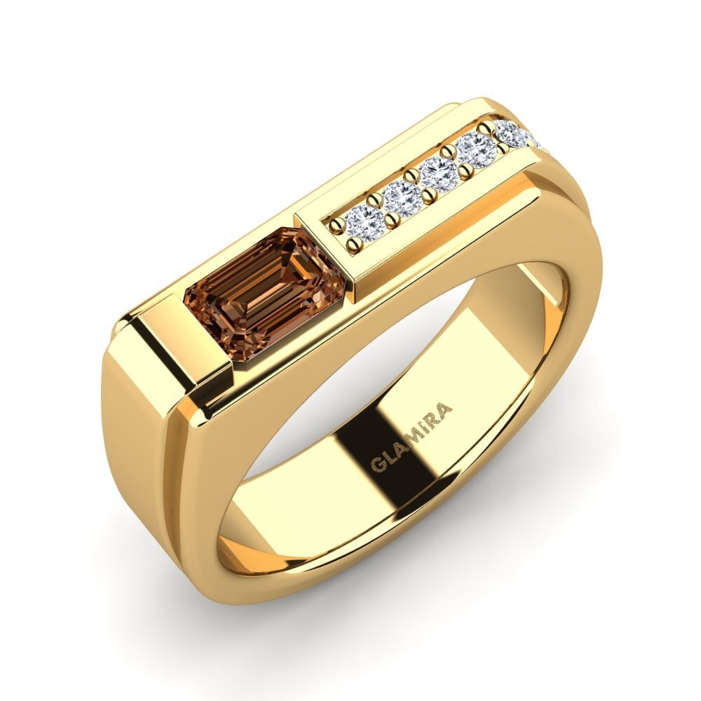 18ct Yellow Gold Brown Diamond Men's Ring Gianni