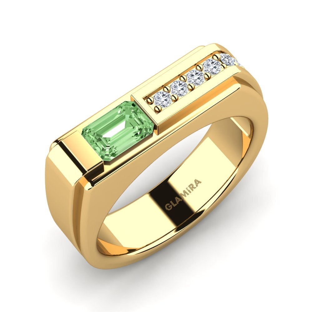 9ct Yellow Gold Green Diamond Men's Ring Gianni