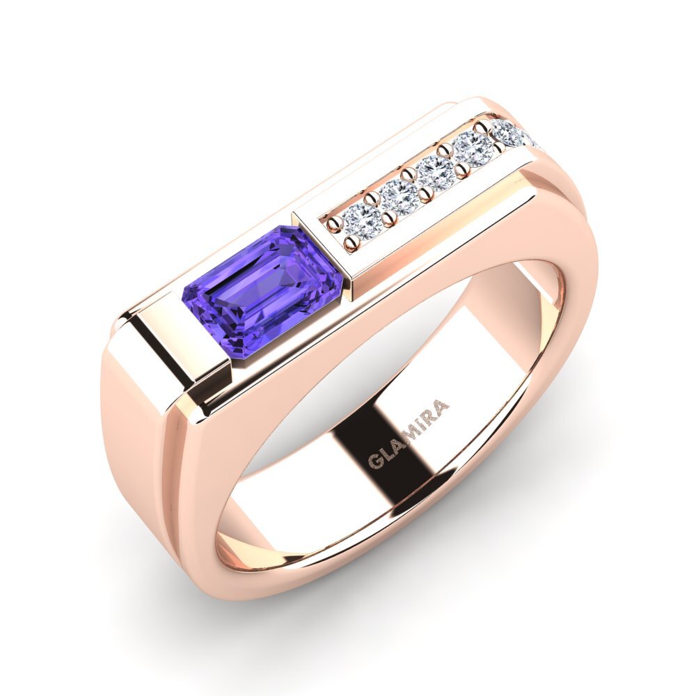 18ct Rose Gold Tanzanite Men's Ring Gianni