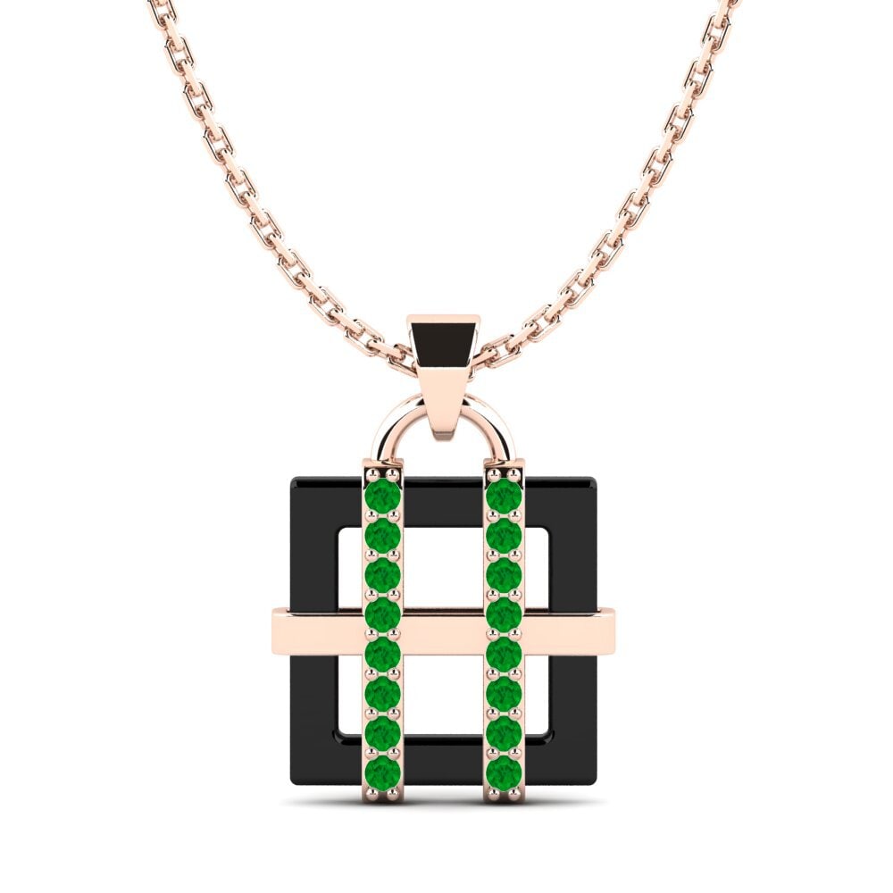 9ct Rose Gold Emerald Women's Pendant Gianno