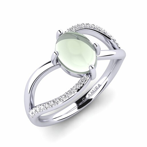 Ring Giardena 585 White Gold & Green Amethyst (Lab Created) & White Sapphire