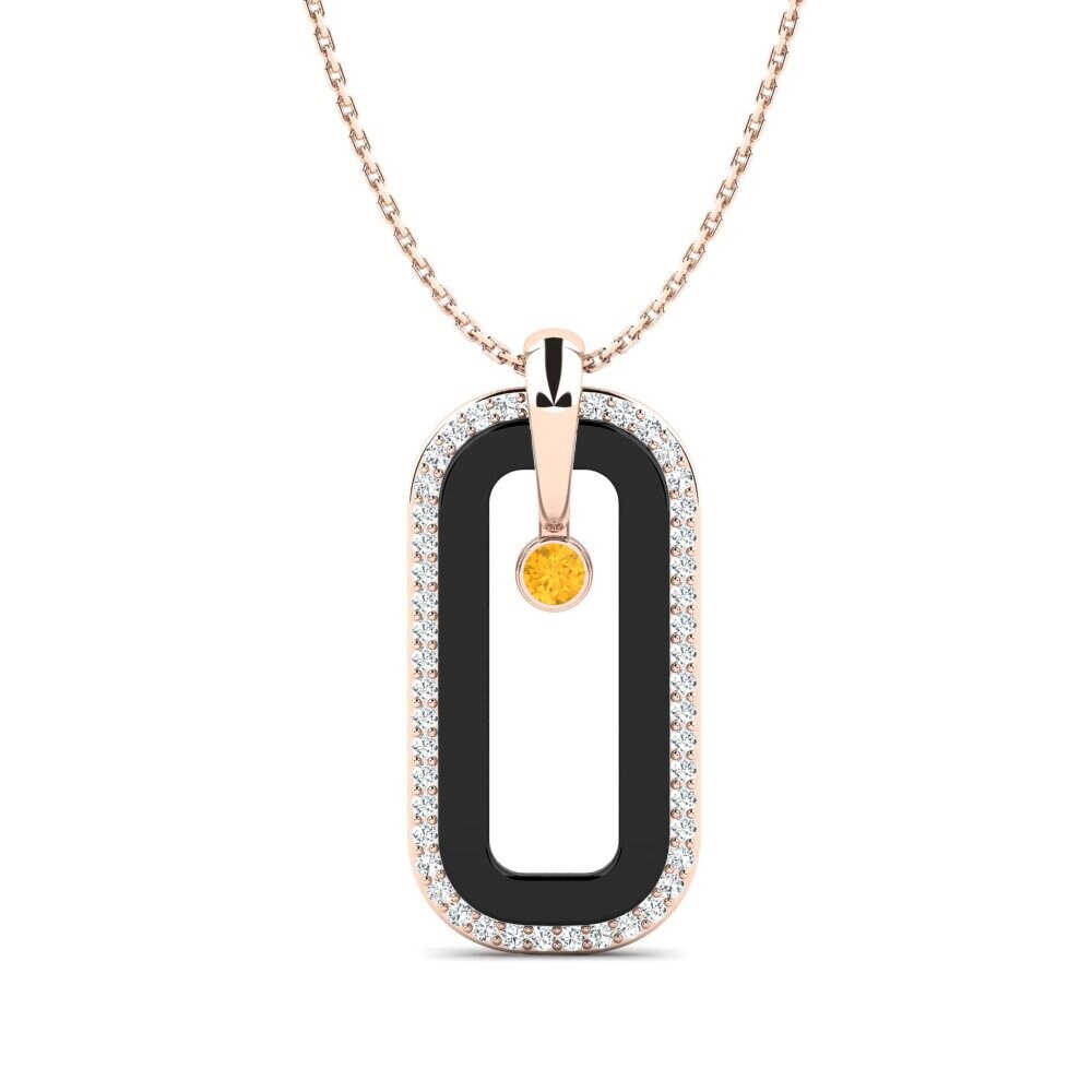 9ct Rose Gold Citrine Women's Pendant Gibbon