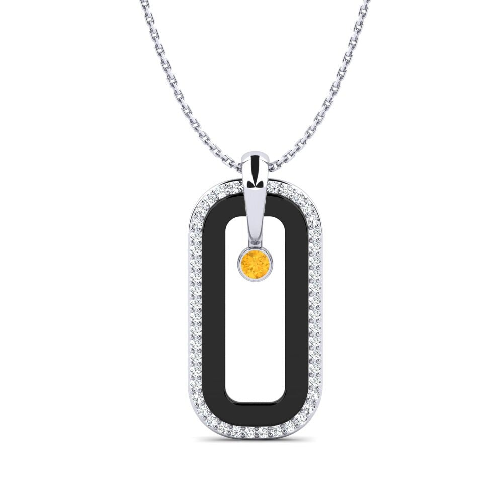 White Silver Citrine Women's Pendant Gibbon