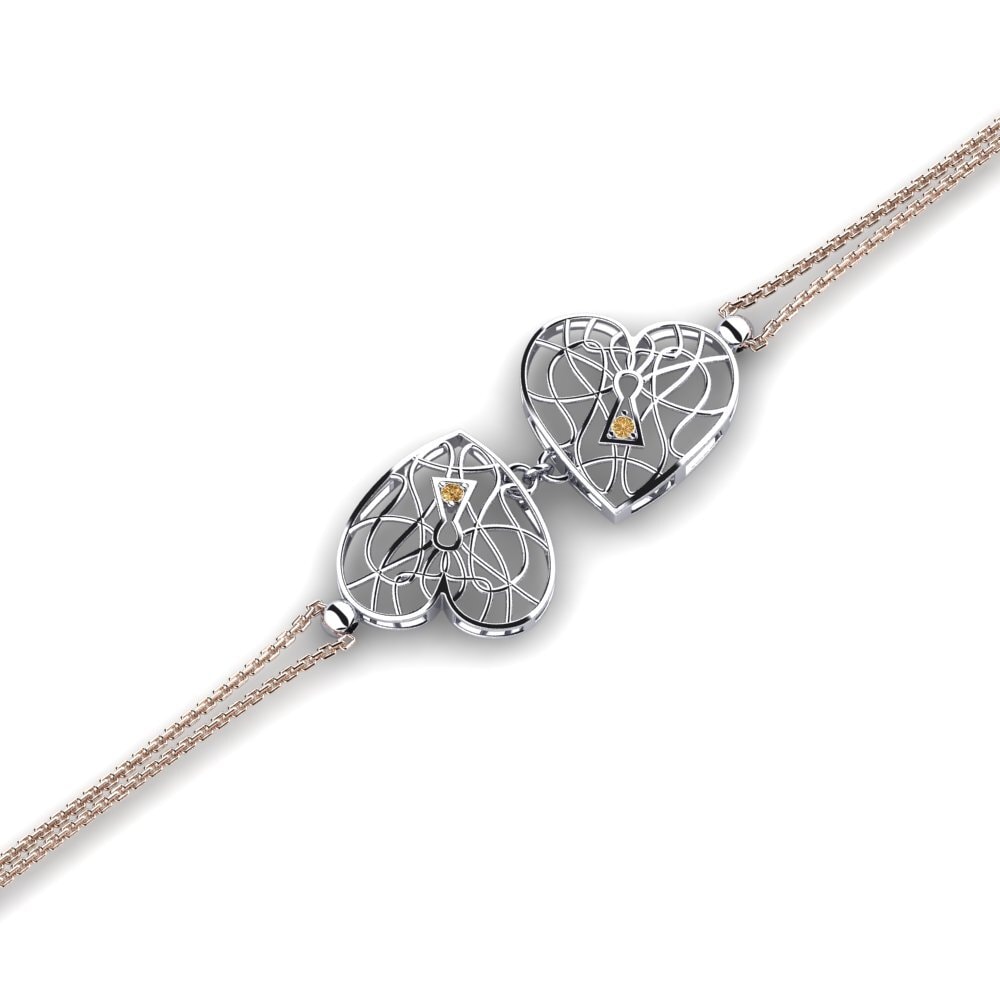 9ct Rose & White Gold Brown Diamond Women's Bracelet Gibbose