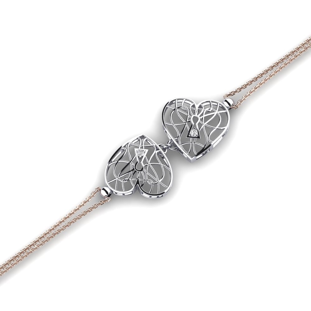 9ct Rose & White Gold Lab Grown Diamond Women's Bracelet Gibbose