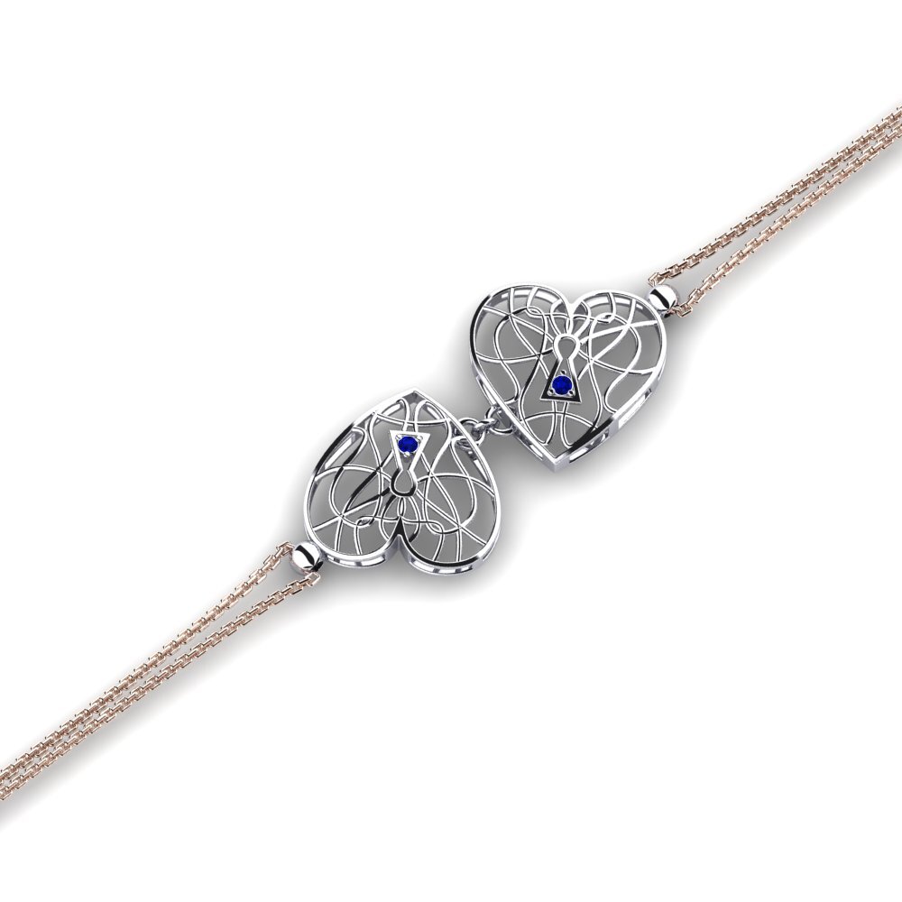 9ct Rose & White Gold Sapphire Women's Bracelet Gibbose