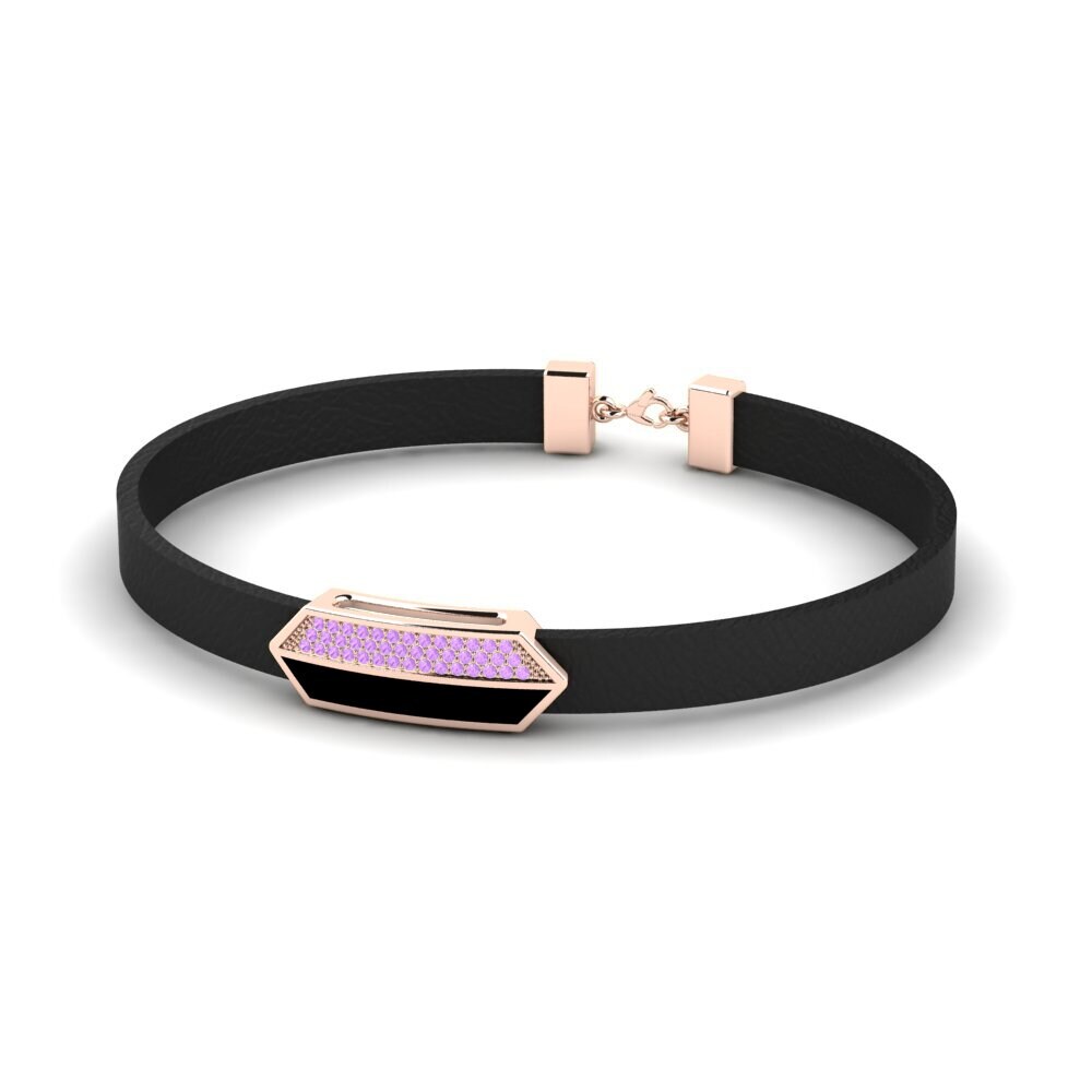 9ct Rose Gold Amethyst Men's Bracelet Gible