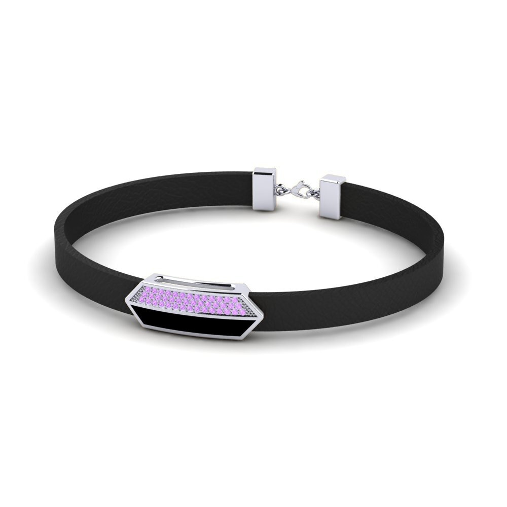 9ct White Gold Amethyst Men's Bracelet Gible