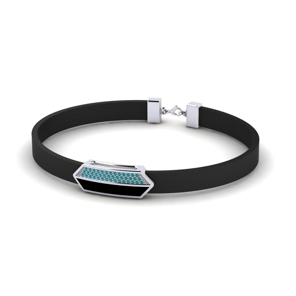 950 Palladium Blue Diamond Men's Bracelet Gible