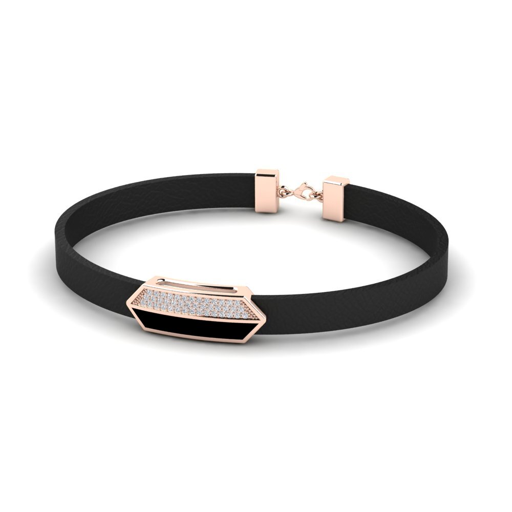 9ct Rose Gold Diamond Men's Bracelet Gible