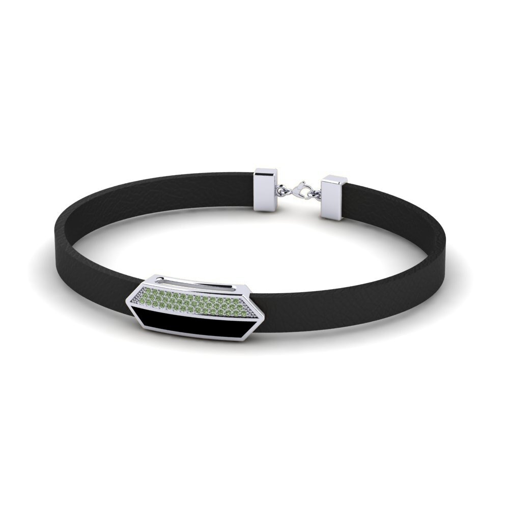 950 Palladium Green Diamond Men's Bracelet Gible