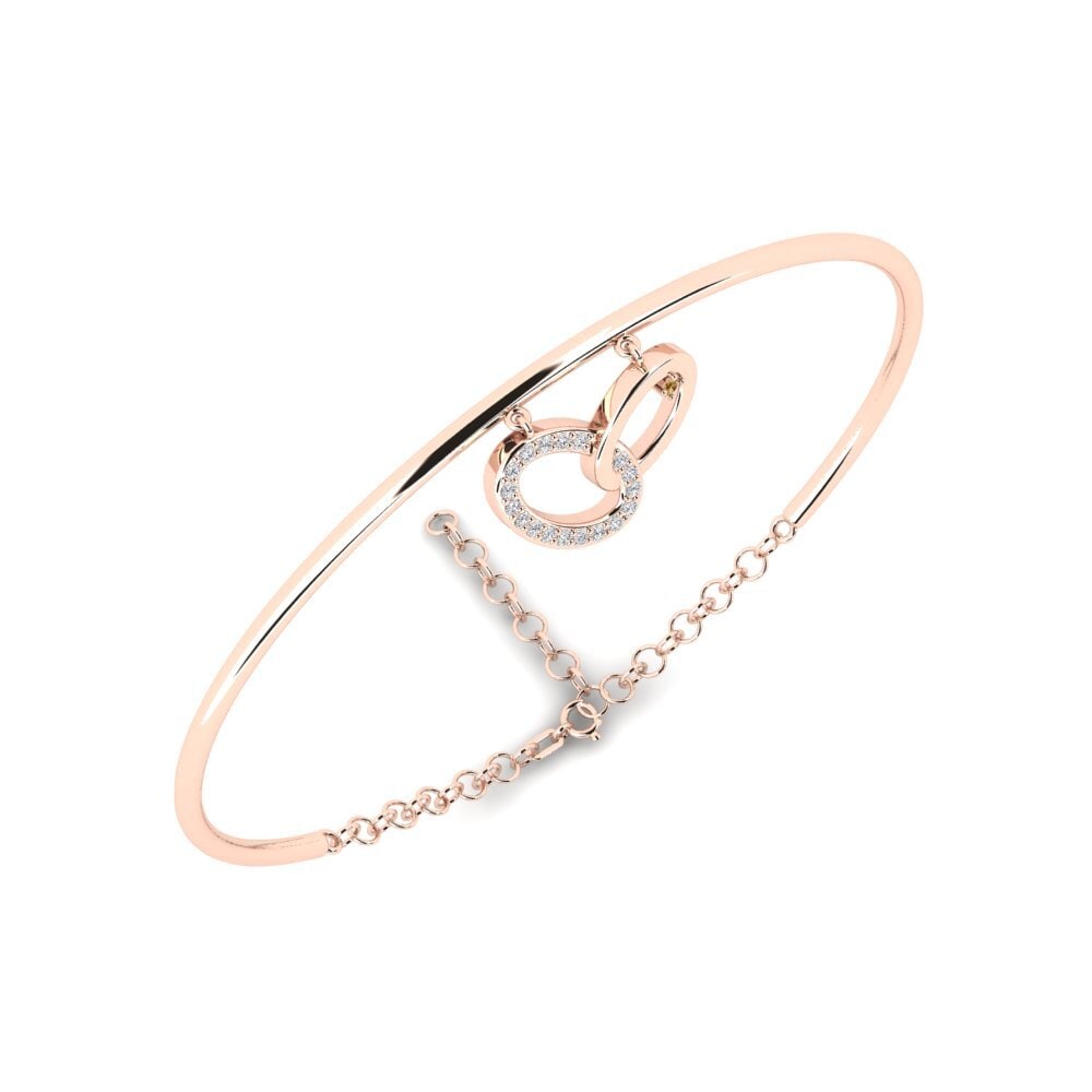 14ct Rose Gold Brown Diamond Women's Bangle Gigantea Mother