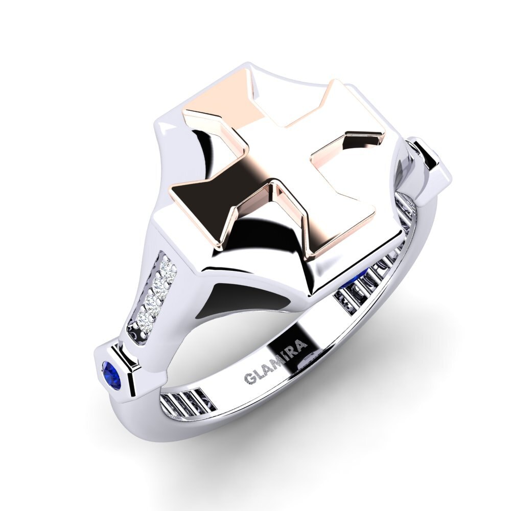 14ct White & Rose Gold Sapphire Men's Ring Gildea