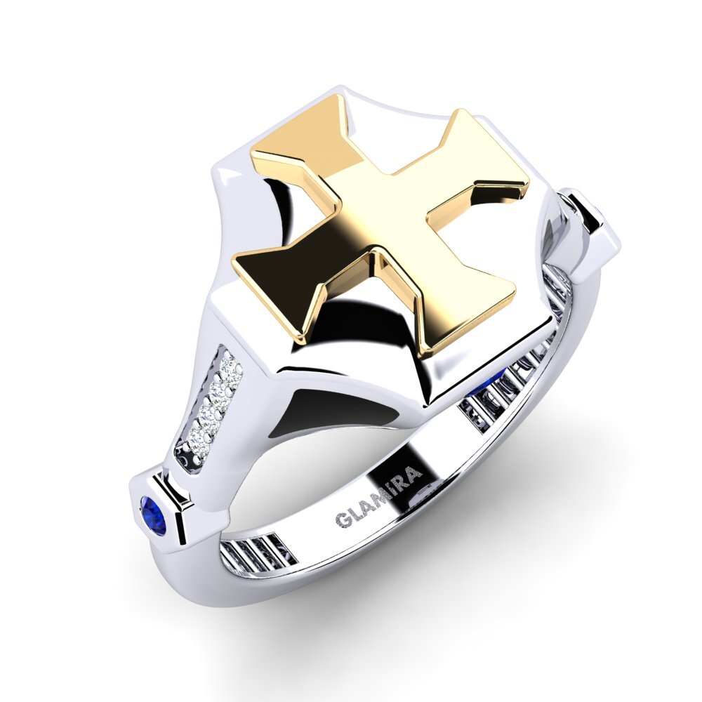 14ct White & Yellow Gold Sapphire Men's Ring Gildea