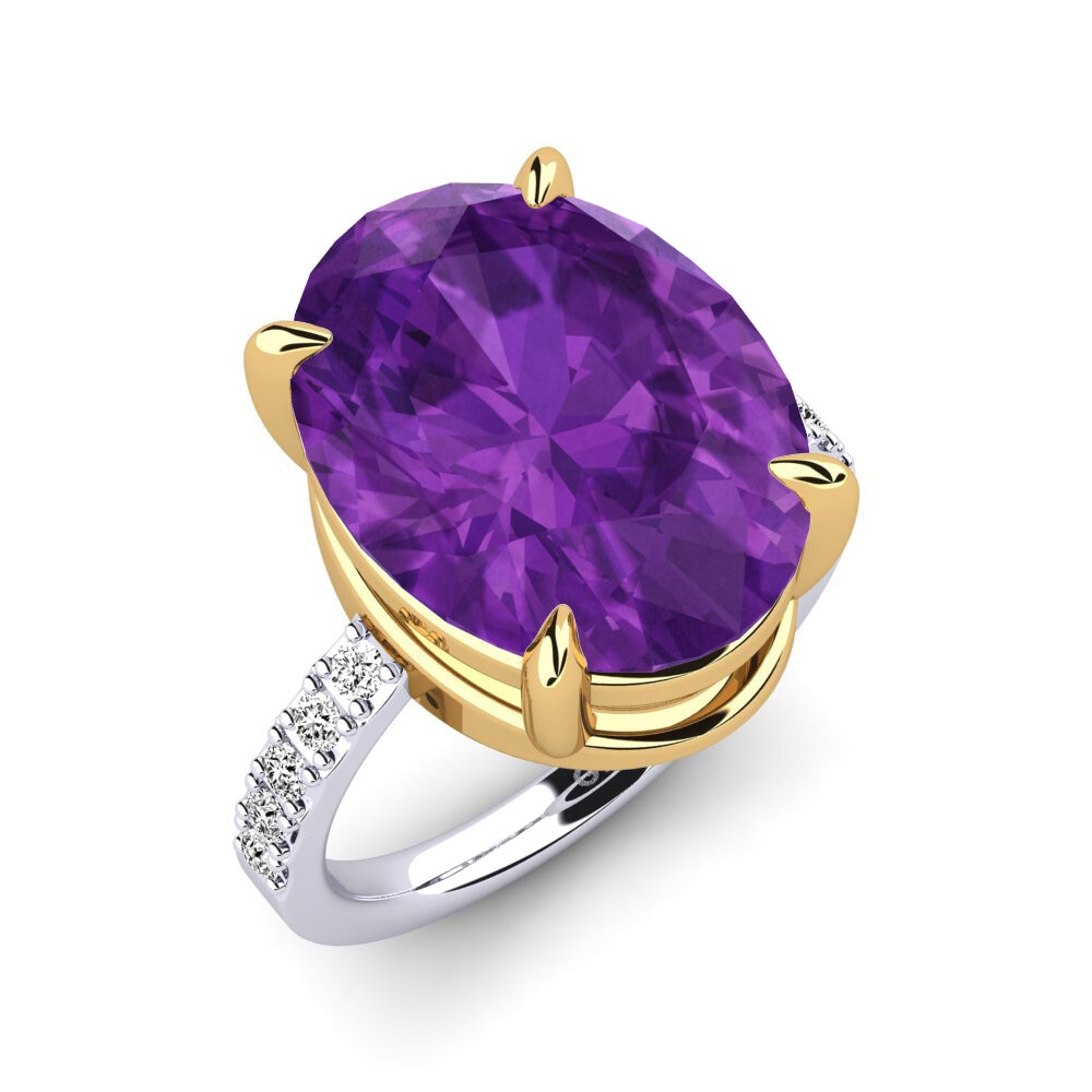14k Oro Blanco & Amarillo Amatista Anillo Gillian