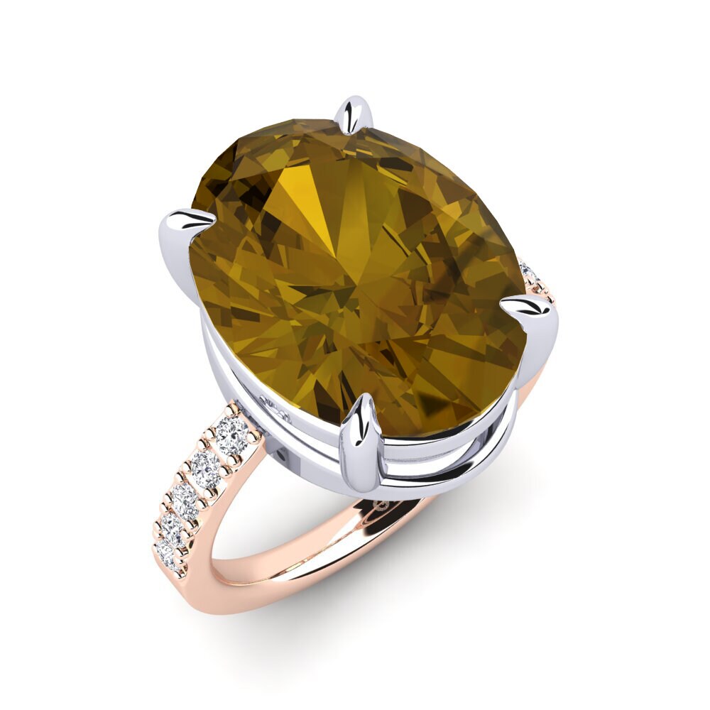 14ct Rose & White Gold Brown Zircon Ring Gillian