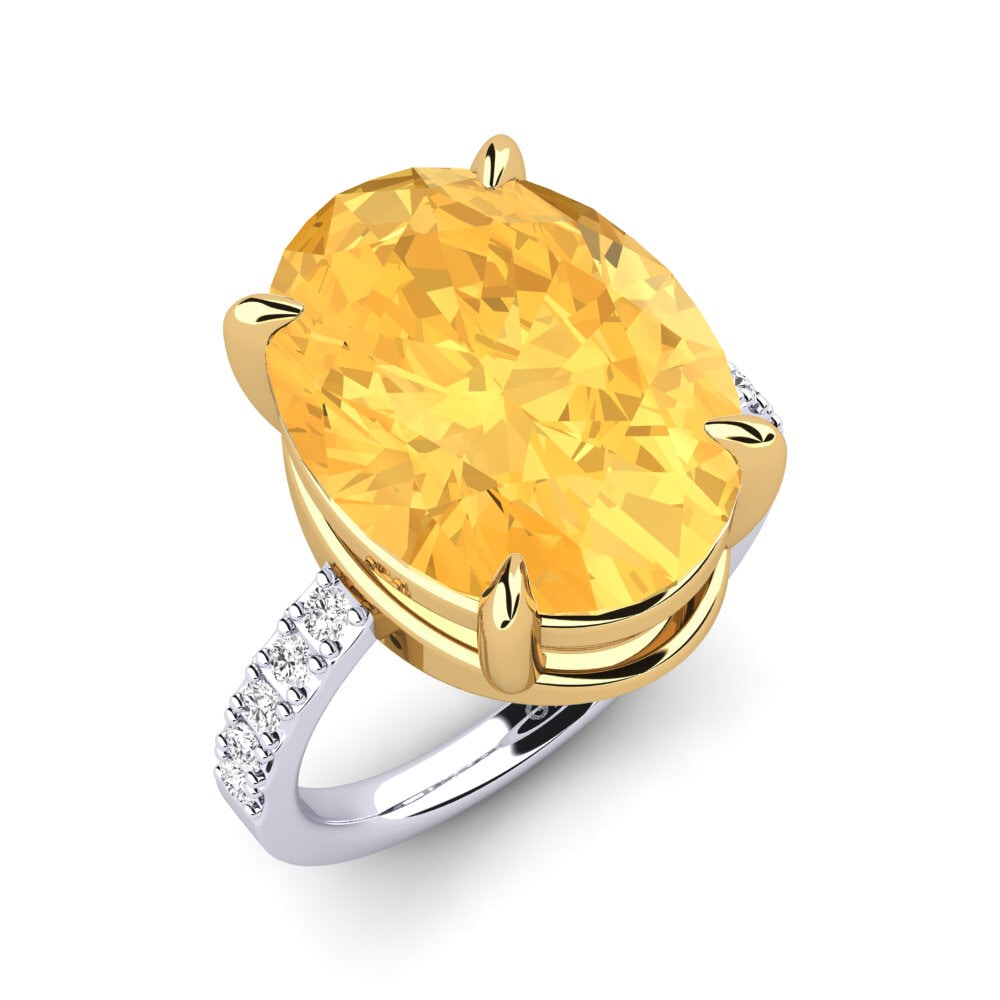 9k Oro Blanco & Amarillo Anillo Gillian