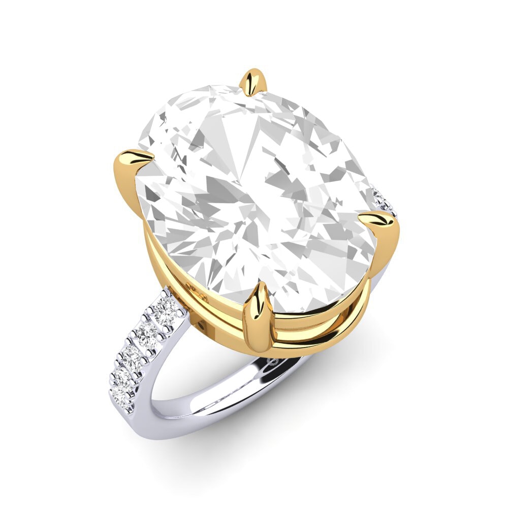 14k Oro Blanco & Amarillo Topacio blanco Anillo Gillian