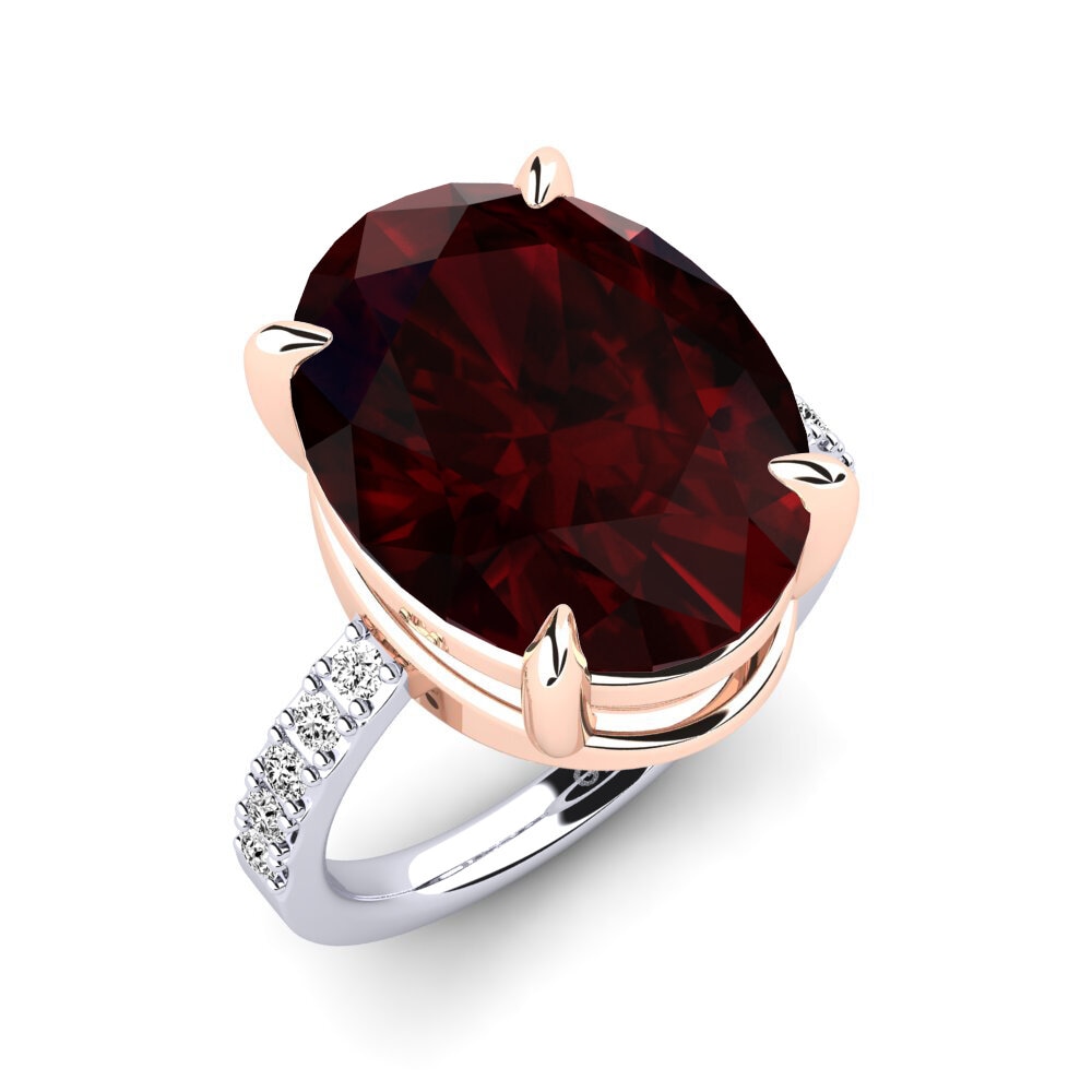 18k Oro Blanco & Rosa Granate Anillo Gillian