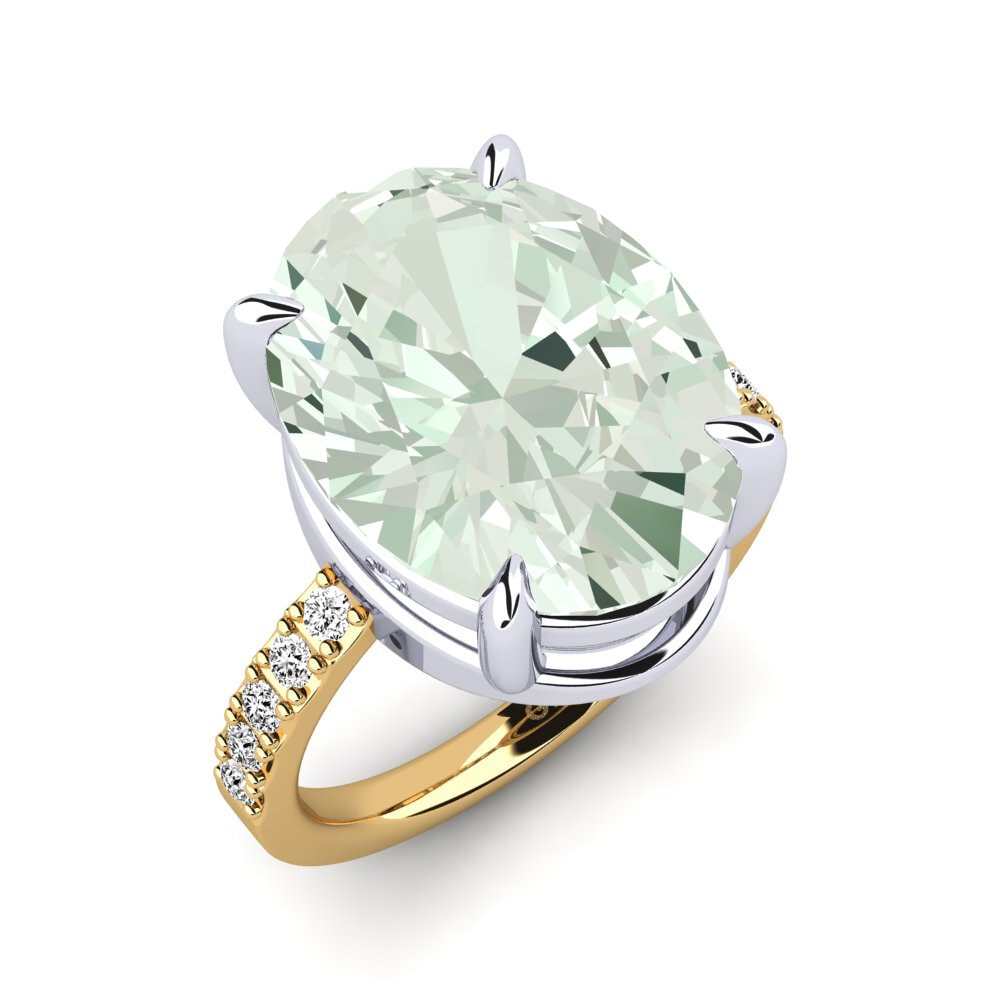 Amarelo & Branco-14K Ametista Verde Anel Gillian
