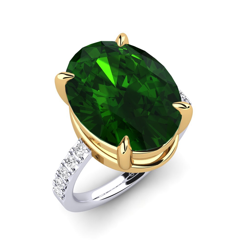 14k Oro Blanco & Amarillo Anillo Gillian