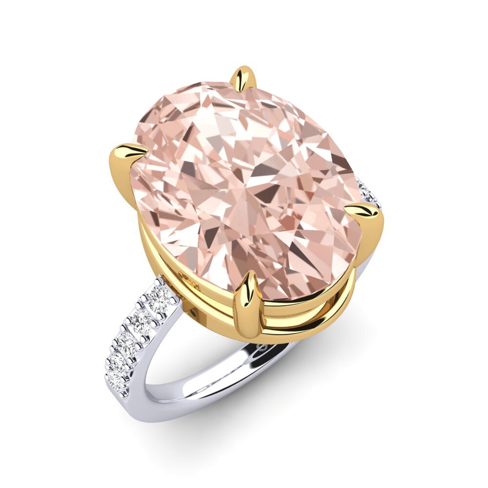 14k Oro Blanco & Amarillo Anillo Gillian