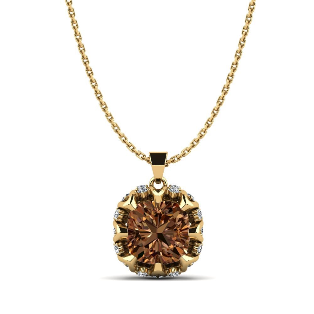 18k Oro Amarillo Diamante café Colgante de Mujer Gillison