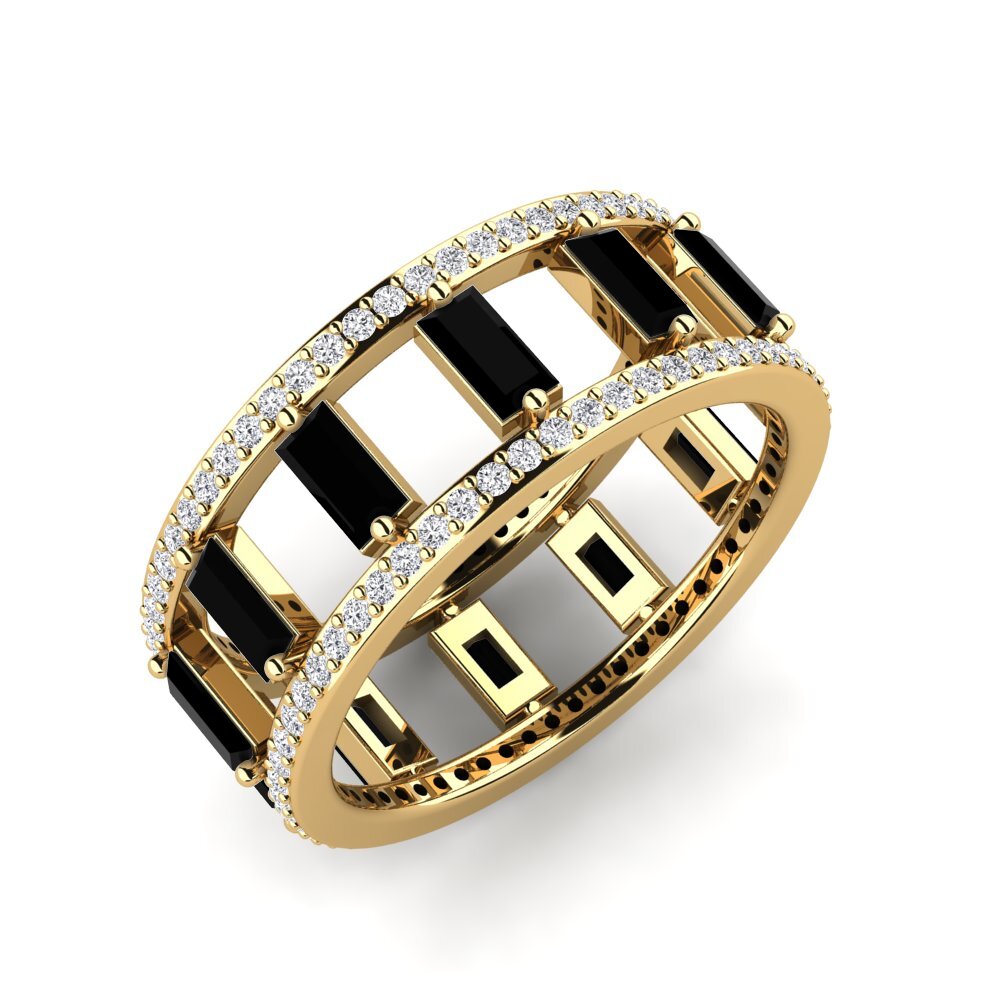 Or Jaune 14k Onyx Noir Bague Gilma