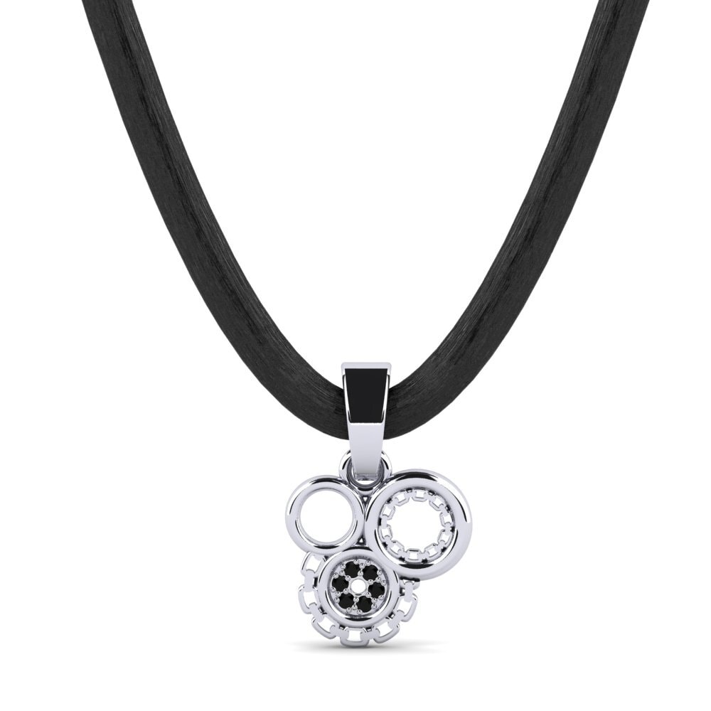 18K Wit Goud Zwarte Saffier Heren hanger Giovanni